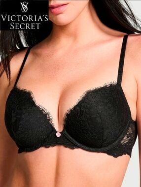 Victoria's Secret Dream Angels Black Pushup Bra & Panty Set